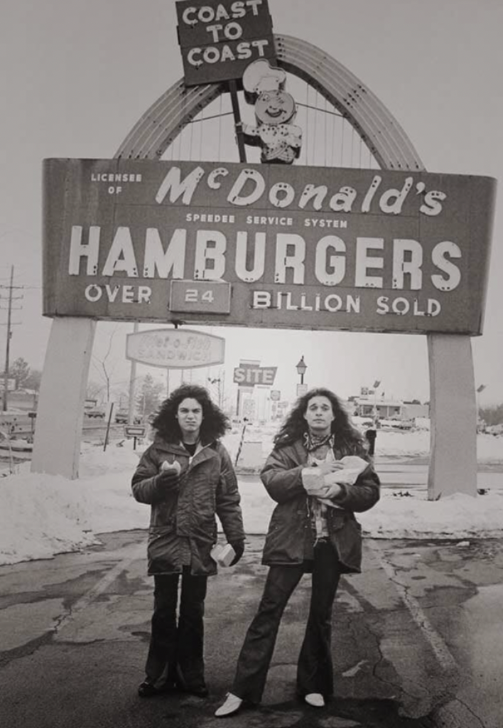 Eddie Van Halen and David Lee Roth rocking out at McDonald’s, 1978.