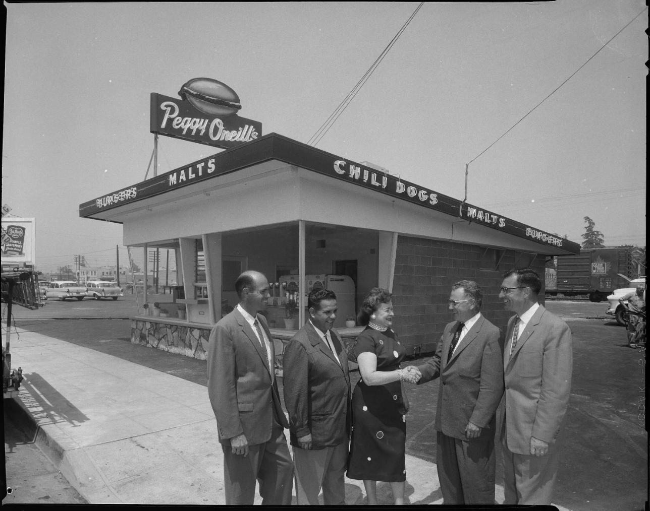 Peggy O'neill's fast-food restaurant, somewhere in Los Angeles County, 8/6/1958.