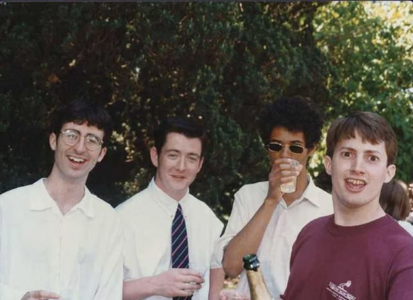 John Oliver in college with Richard Ayoade and David Mitchell.