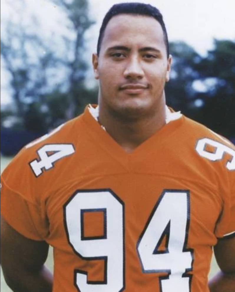 Dwayne “The Rock” Johnson during his college football days at the University of Miami.