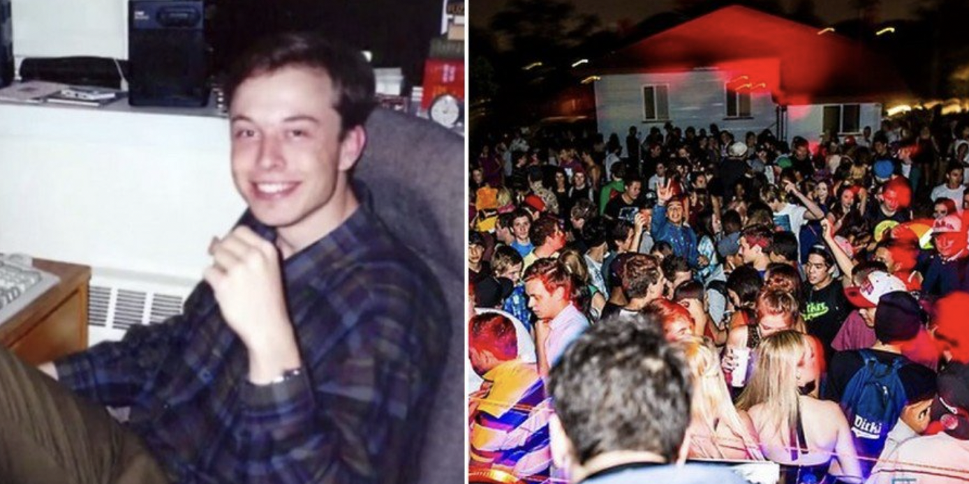 As a student at the University of Pennsylvania, Elon Musk would host parties on the weekends to help pay his rent at the house he was living in, 1992. 
