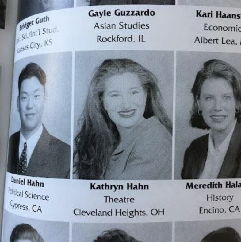 Actress Kathryn Hahn in college, 1994.