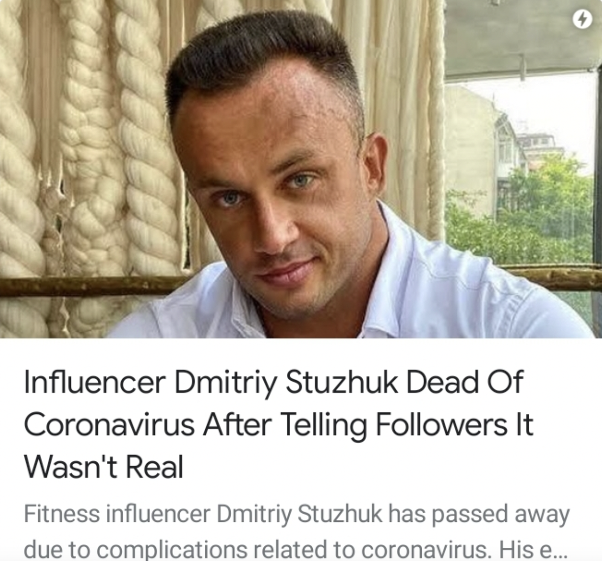 Influencer Dmitriy Stuzhuk Dead Of Coronavirus After Telling ers It Wasn't Real Fitness influencer Dmitriy Stuzhuk has passed away due to complications related to coronavirus. His e..