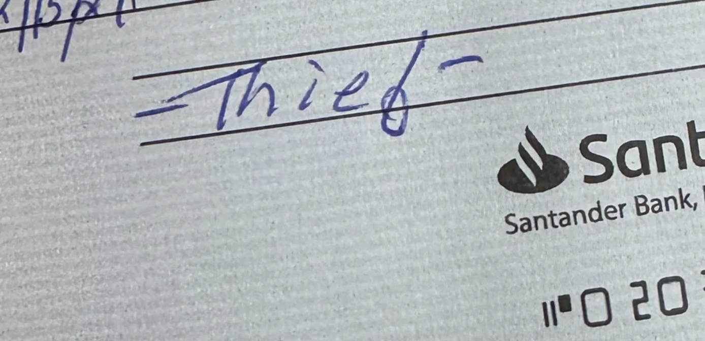 handwriting - Thief Sant Santander Bank, 0.20