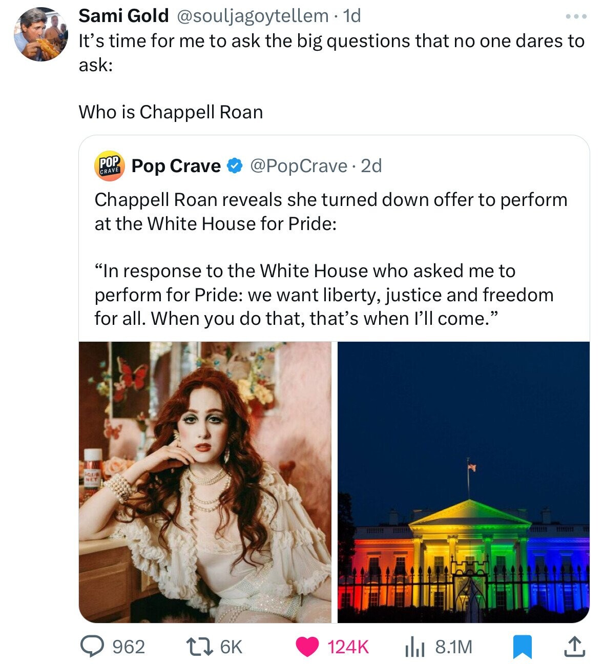 rise and fall of a midwest princess - Sami Gold . 1d It's time for me to ask the big questions that no one dares to ask Who is Chappell Roan Que Pop Crave Pop Crave 2d Chappell Roan reveals she turned down offer to perform at the White House for Pride "In