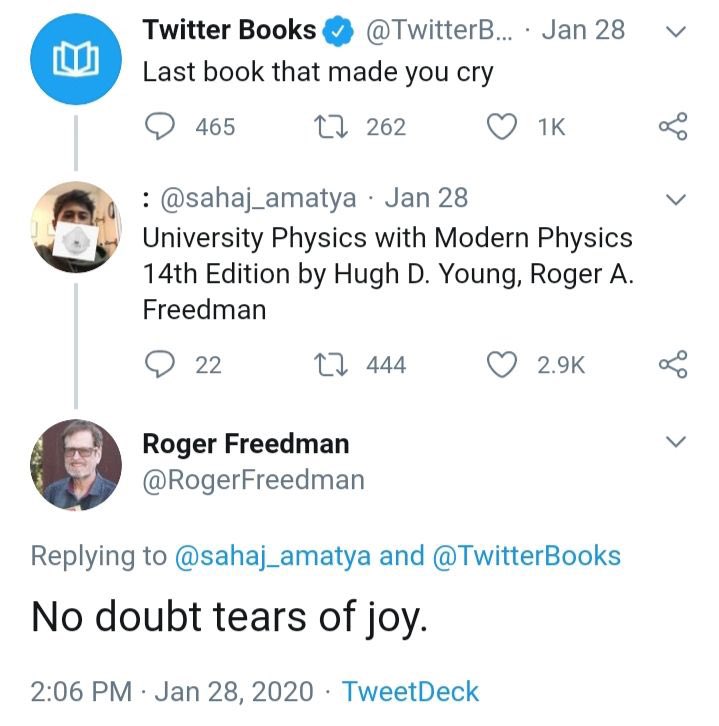 funny tweets june 2024 - roger freedman twitter - E go Twitter Books . ... Jan 28 Last book that made you cry 465 17262 Jan University Physics with Modern Physics 14th Edition by Hugh D. Young, Roger A. Freedman 22 444 Roger Freedman and No doubt tears of