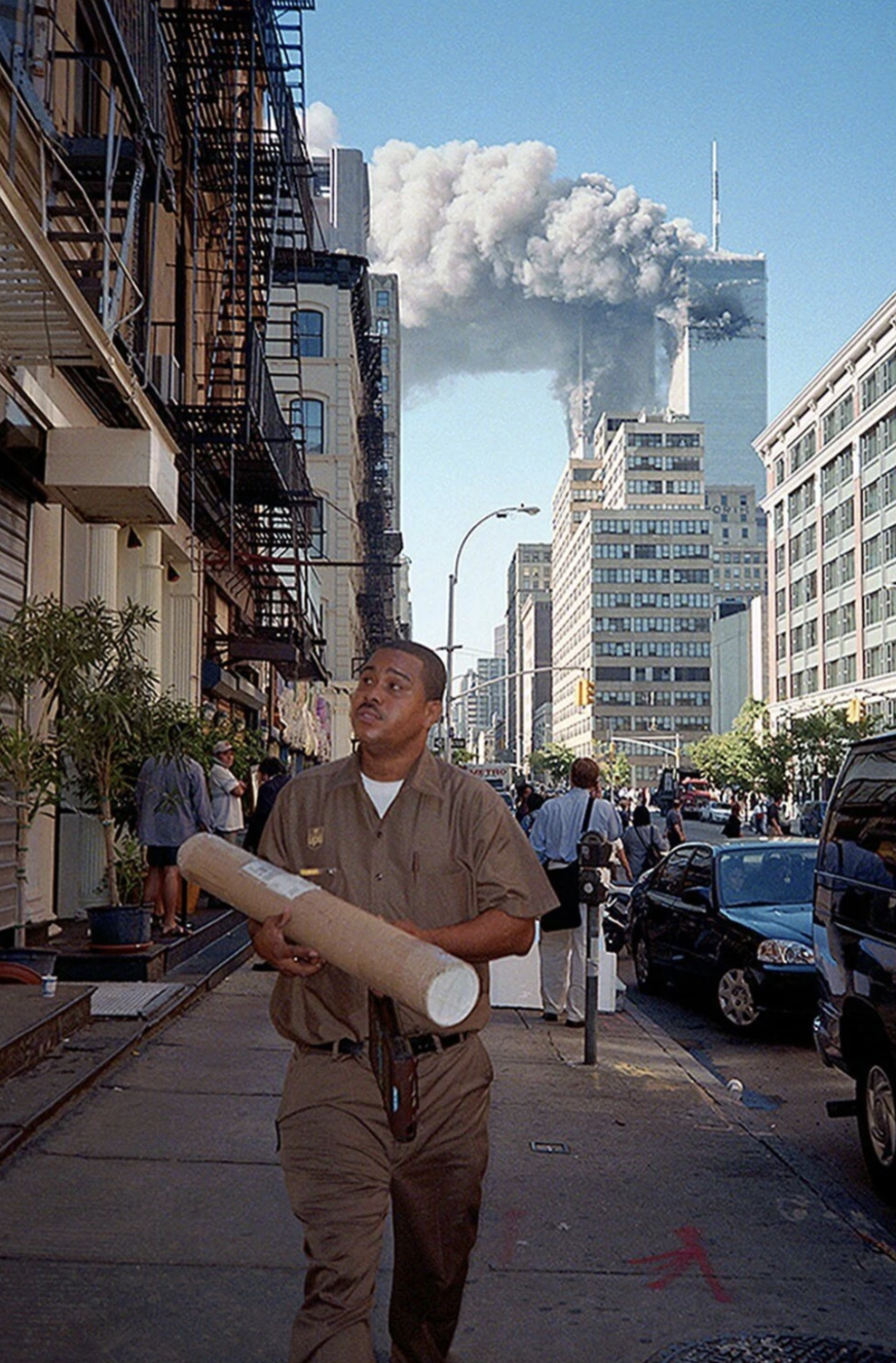 UPS delivery man does his job on 9/11.