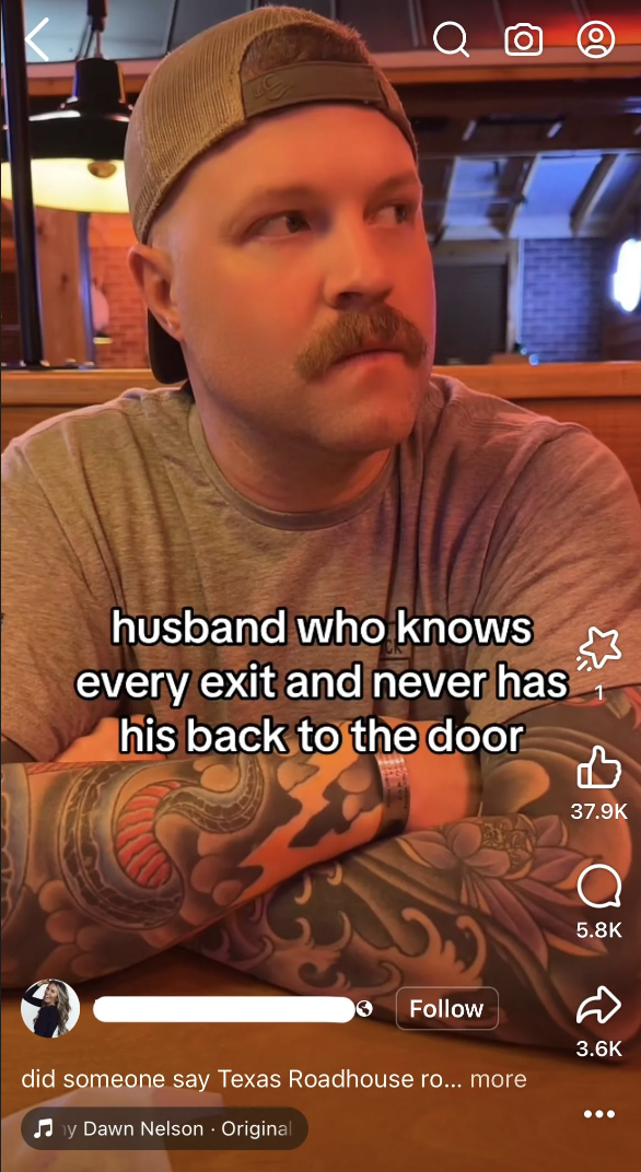 photo caption - @ husband who knows every exit and never has his back to the door B did someone say Texas Roadhouse ro... more y Dawn Nelson Original