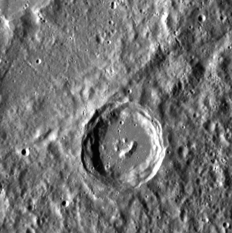 A "happy" crater on Mercury, photographed by the Messenger spacecraft