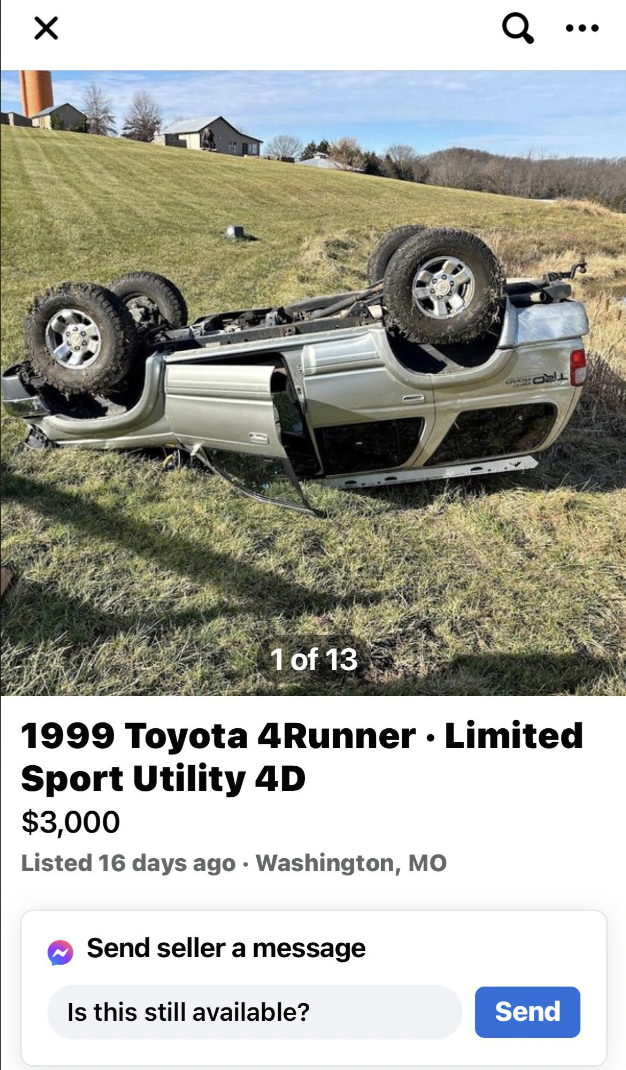 Totaled car for sale.