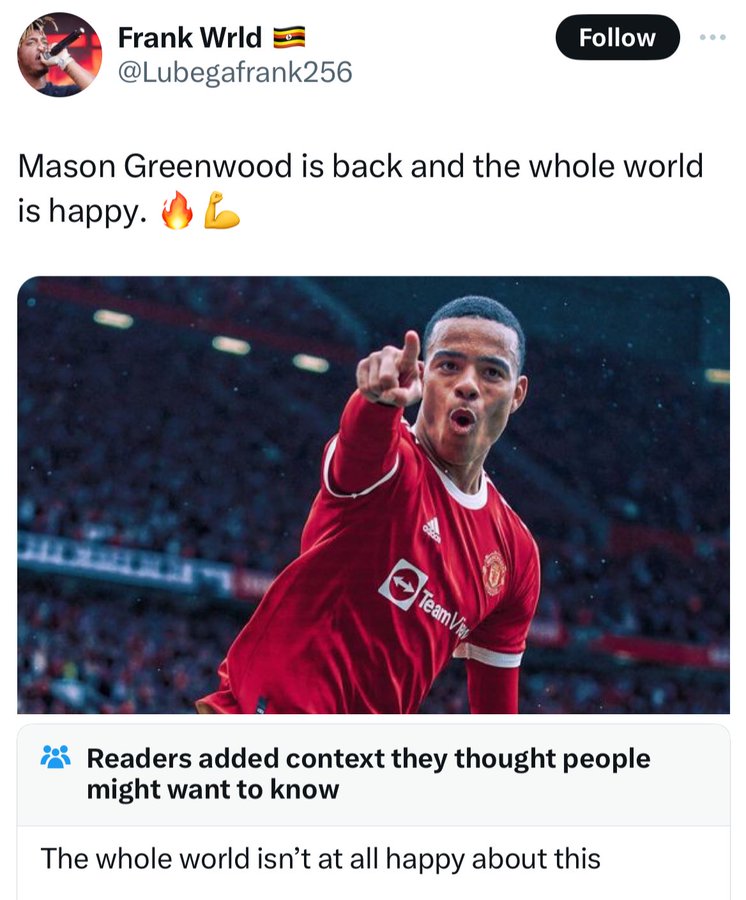 Soccer - Frank Wrld Mason Greenwood is back and the whole world is happy. L TeamV Readers added context they thought people might want to know The whole world isn't at all happy about this