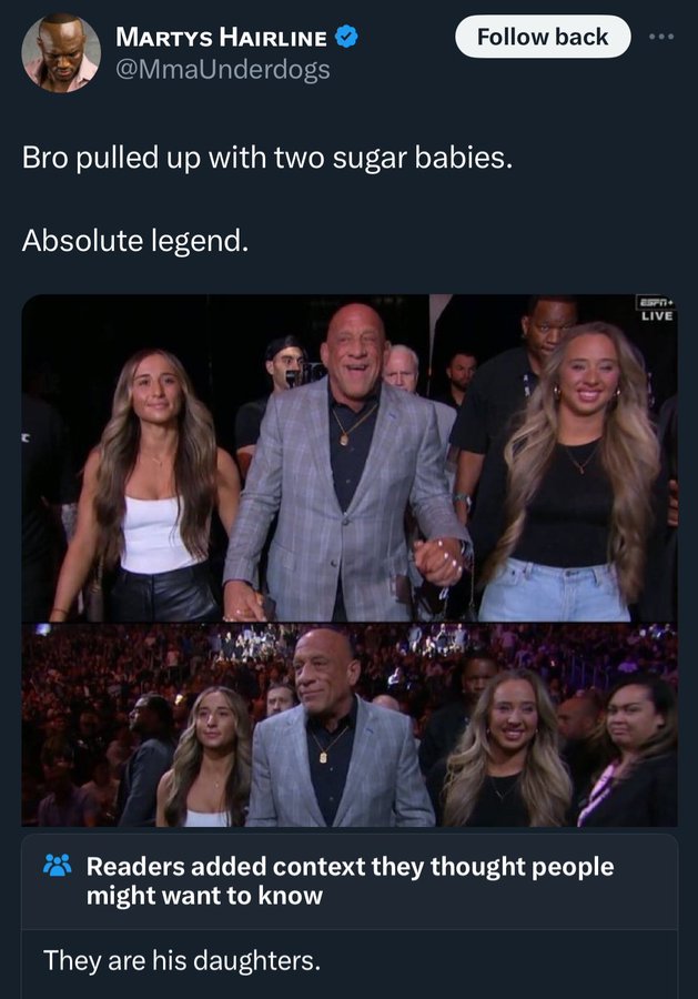 mark coleman walkout ufc 300 - Martys Hairline back Bro pulled up with two sugar babies. Absolute legend. Readers added context they thought people might want to know They are his daughters. Live