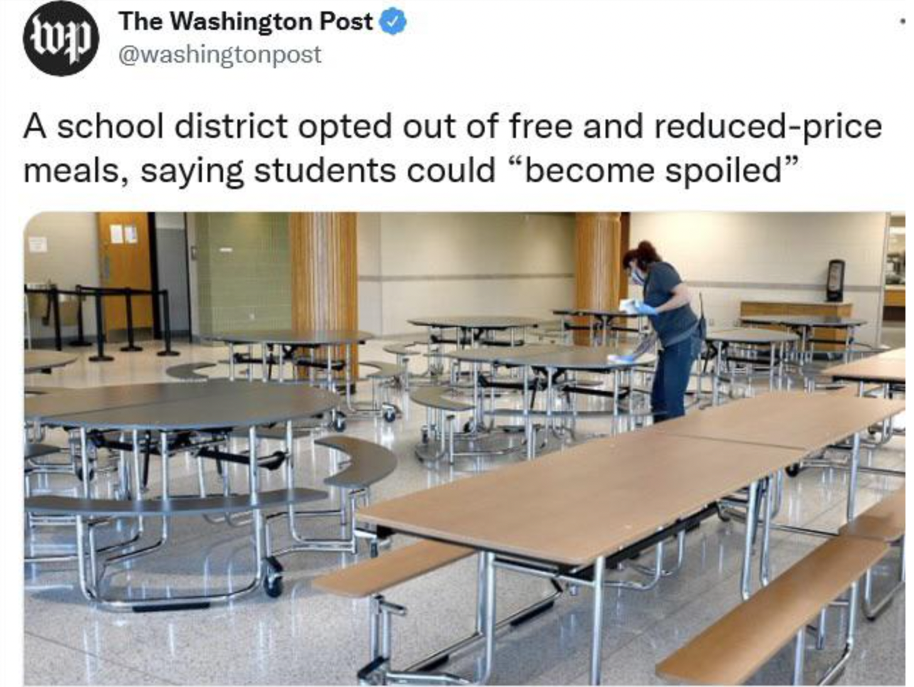 classroom - The Washington Post wp A school district opted out of free and reducedprice meals, saying students could "become spoiled"