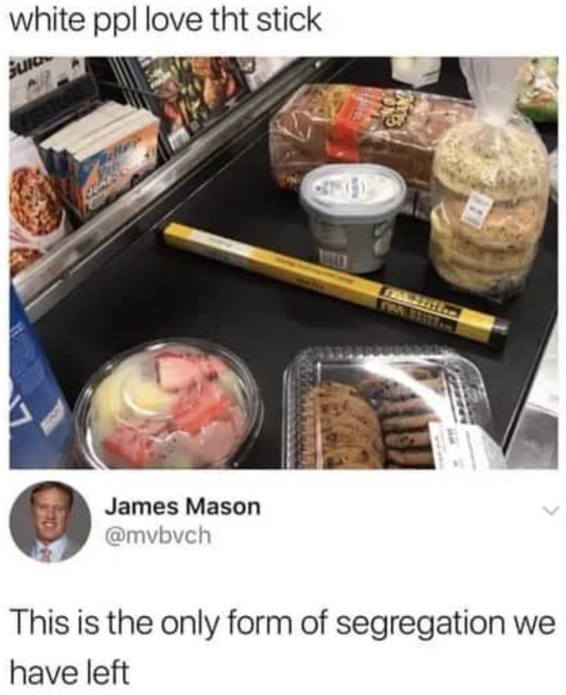 Meme - white ppl love tht stick James Mason This is the only form of segregation we have left