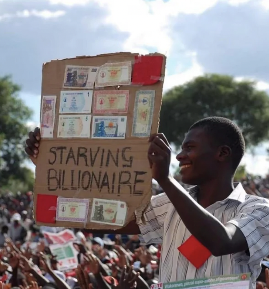 Hyper inflation in Zimbabwe, 2008.