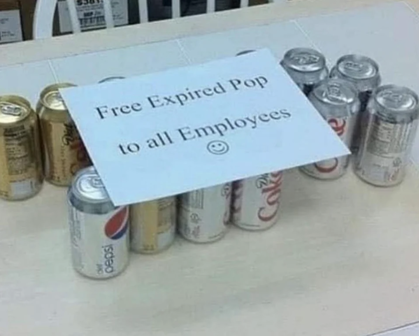 Free Expired Pop to all Employees sded