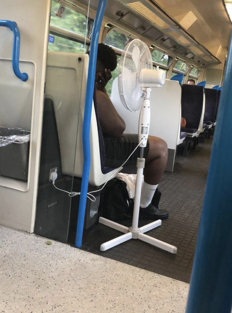 fan plugged in on train