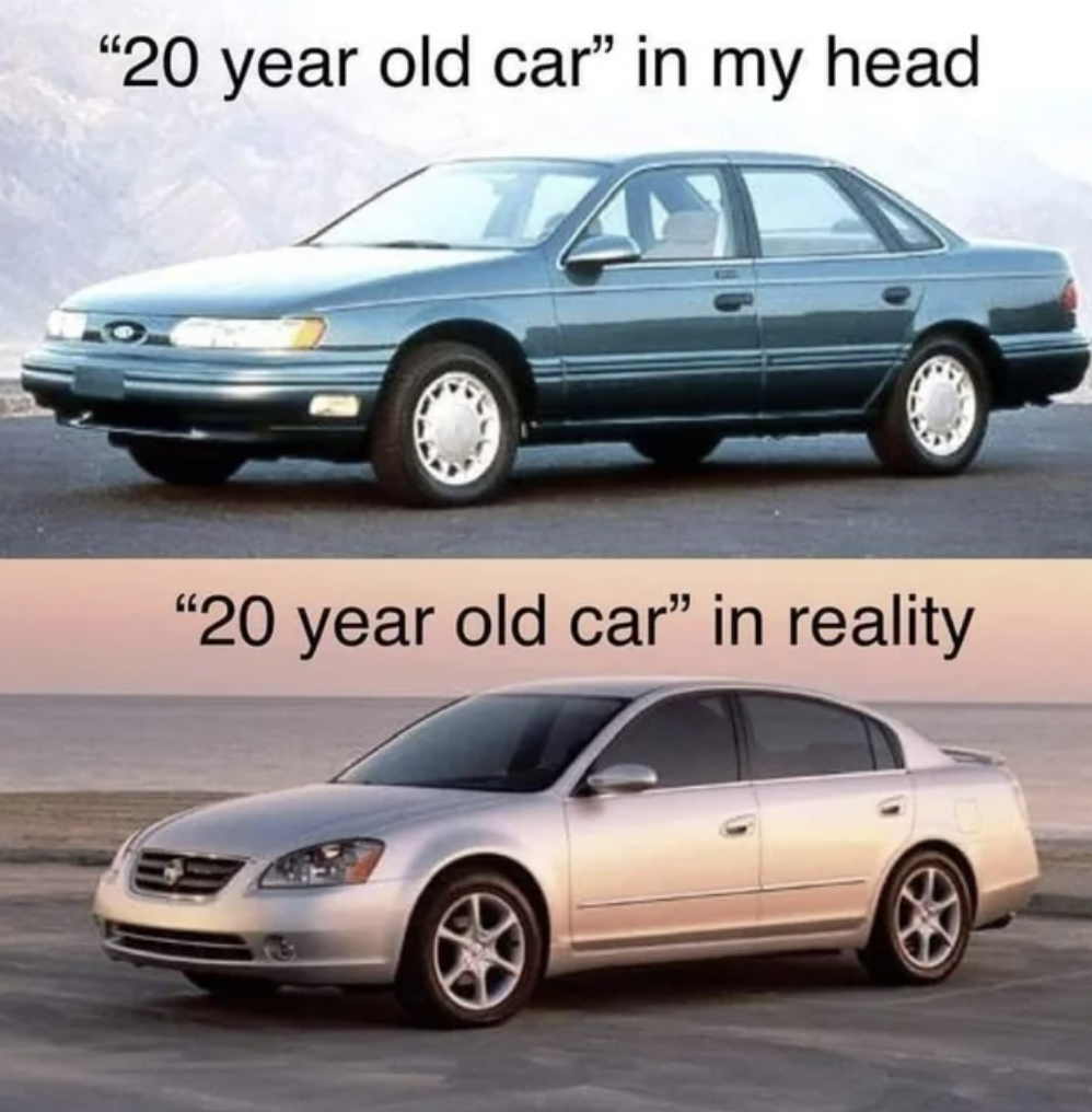 2000 was 20 years ago - "20 year old car" in my head "20 year old car" in reality