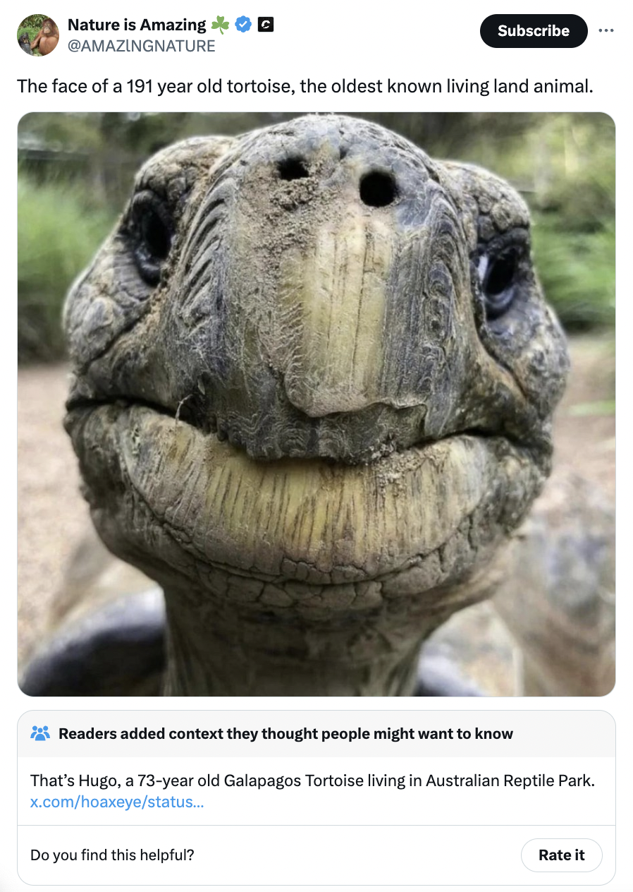 oldest living turtle - Nature is Amazing Subscribe The face of a 191 year old tortoise, the oldest known living land animal. Readers added context they thought people might want to know That's Hugo, a 73year old Galapagos Tortoise living in Australian Rep