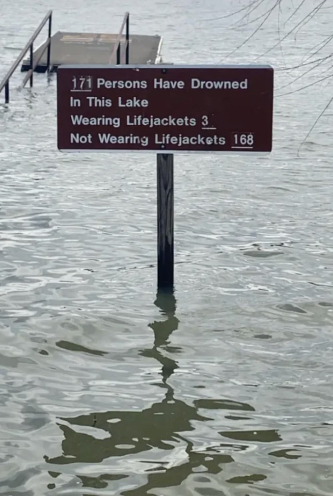 creepy signs lake - 171 Persons Have Drowned In This Lake Wearing Lifejackets 3 Not Wearing Lifejackets 168