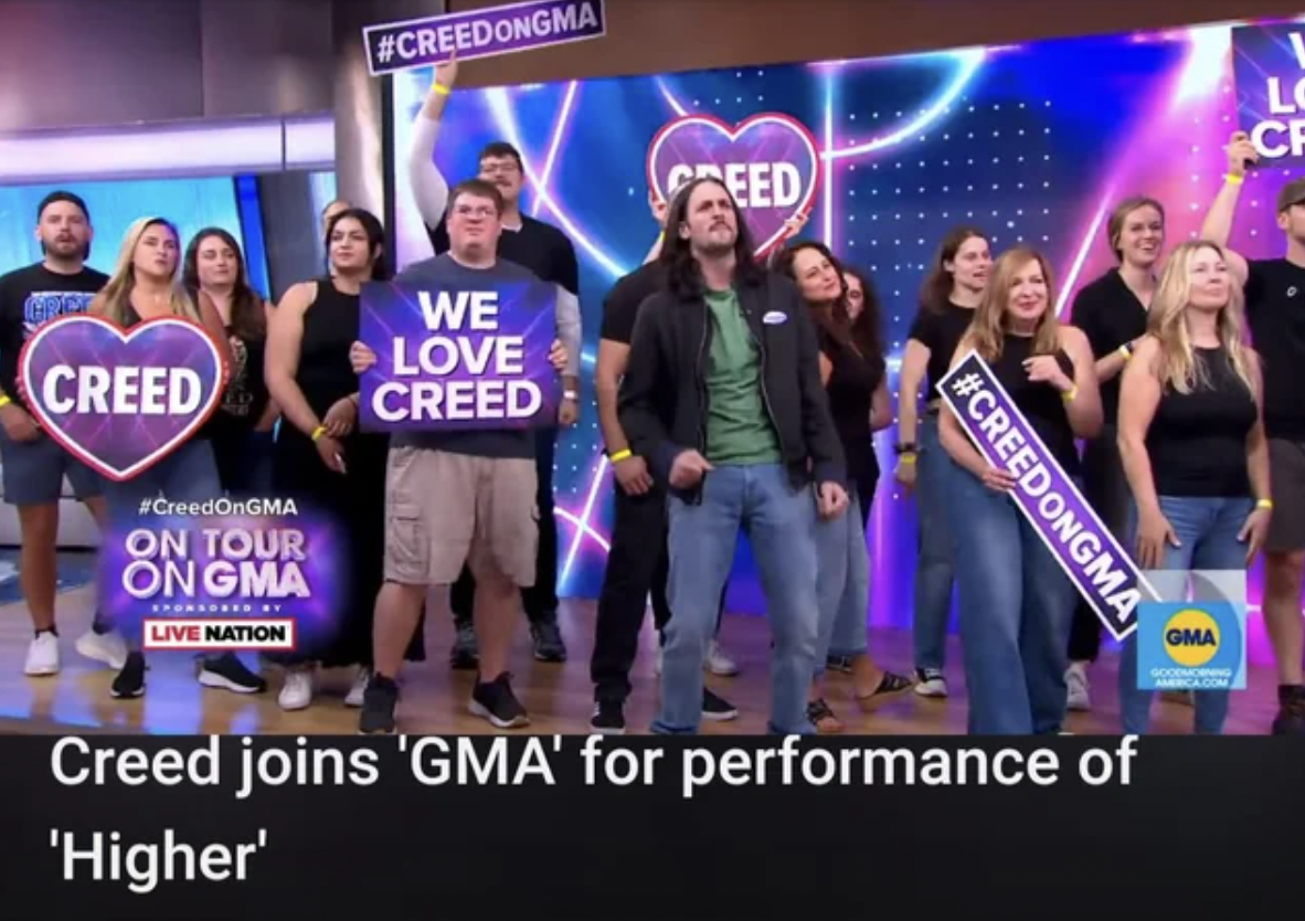 talent show - Creed On Tour Ongma Live Nation We Love Creed Lo Cf Eed Creed joins 'Gma' for performance of 'Higher' Gma