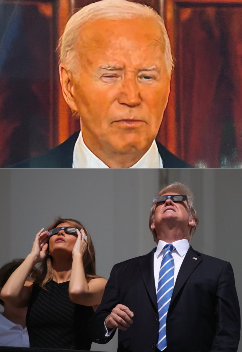 trump staring at solar eclipse