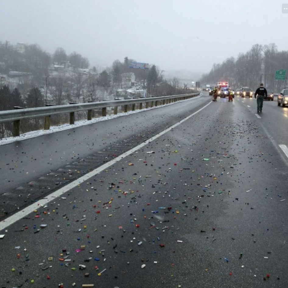 LEGO spill shuts down highway. 