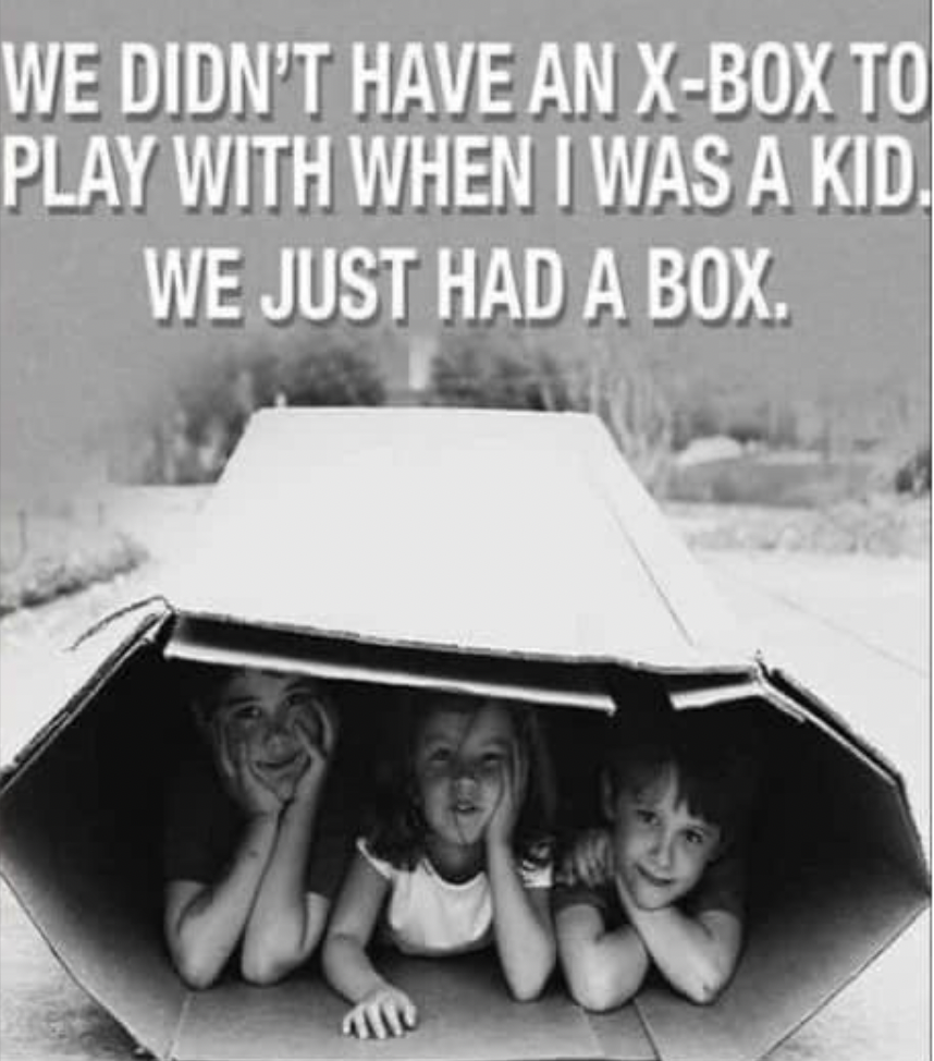 Internet meme - We Didn'T Have An XBox To Play With When I Was A Kid. We Just Had A Box.