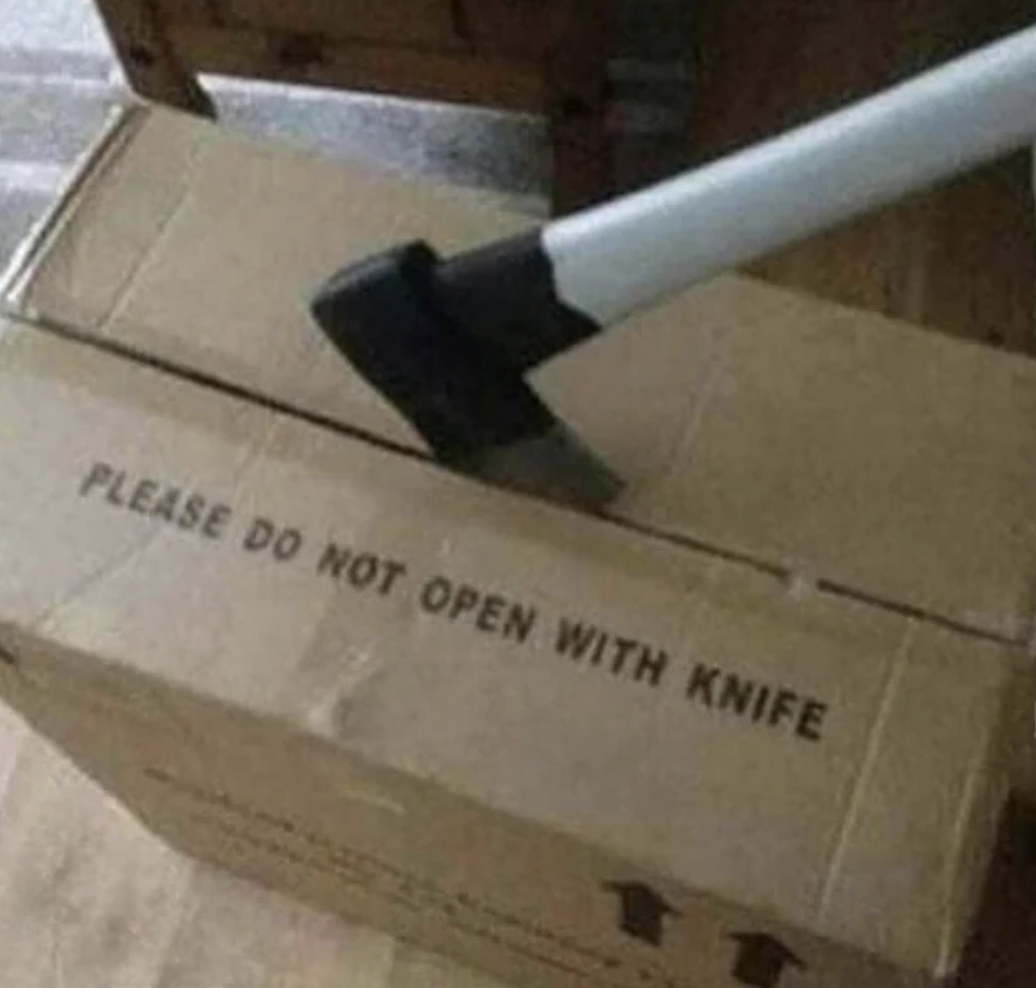 r blursedimages - Please Do Not Open With Knife