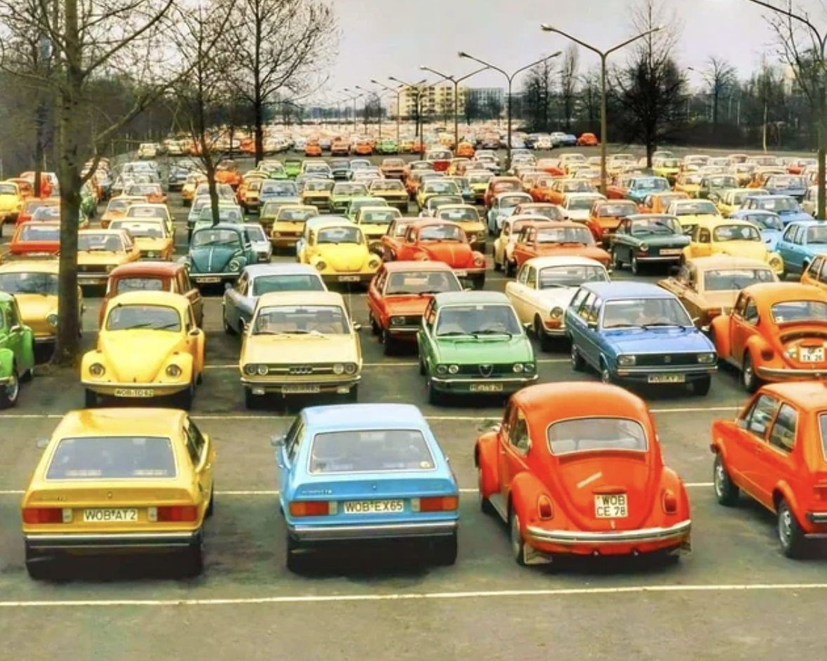 Cars were more colorful in the 1970s. 