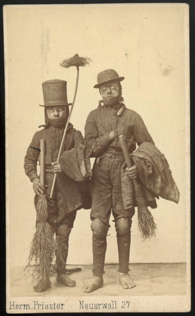 Young chimney sweeps. Hamburg, Germany, 1860.