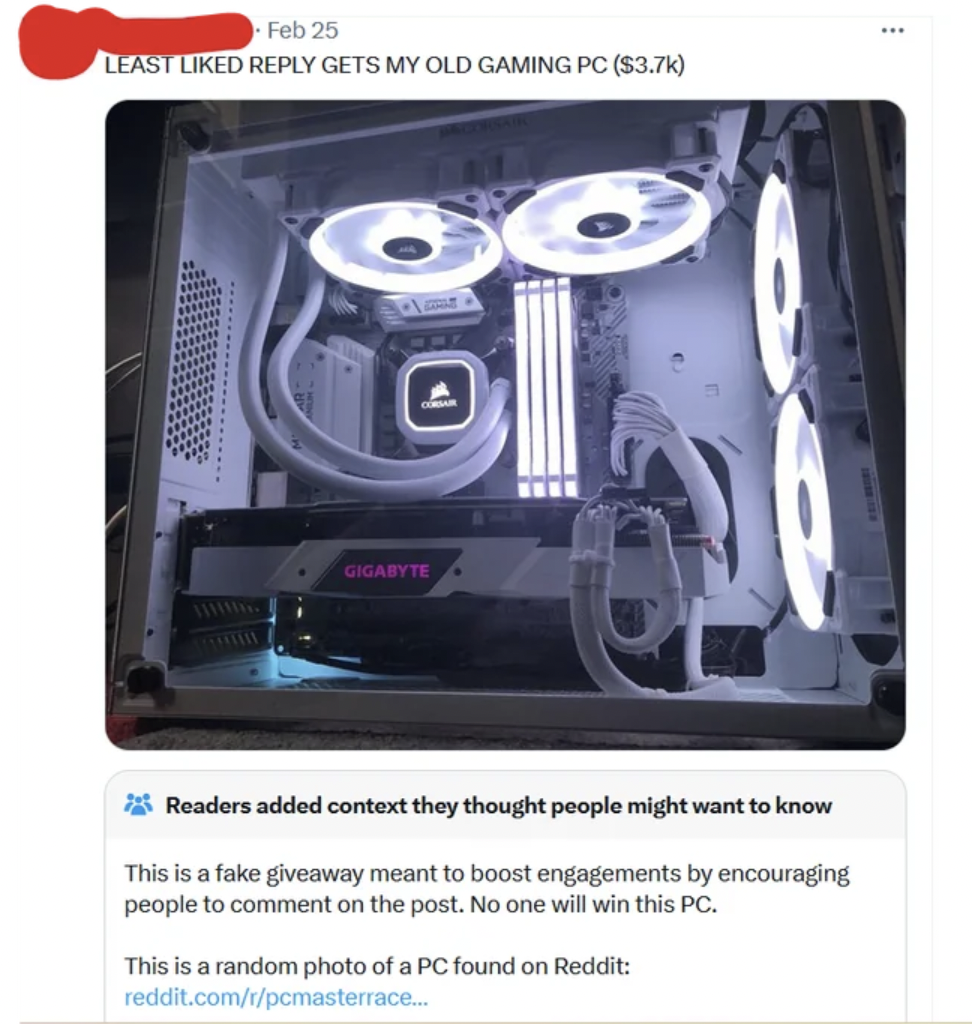 electronics - Feb 25 Least d Gets My Old Gaming Pc $ Gigabyte Readers added context they thought people might want to know This is a fake giveaway meant to boost engagements by encouraging people to comment on the post. No one will win this Pc. This is a 