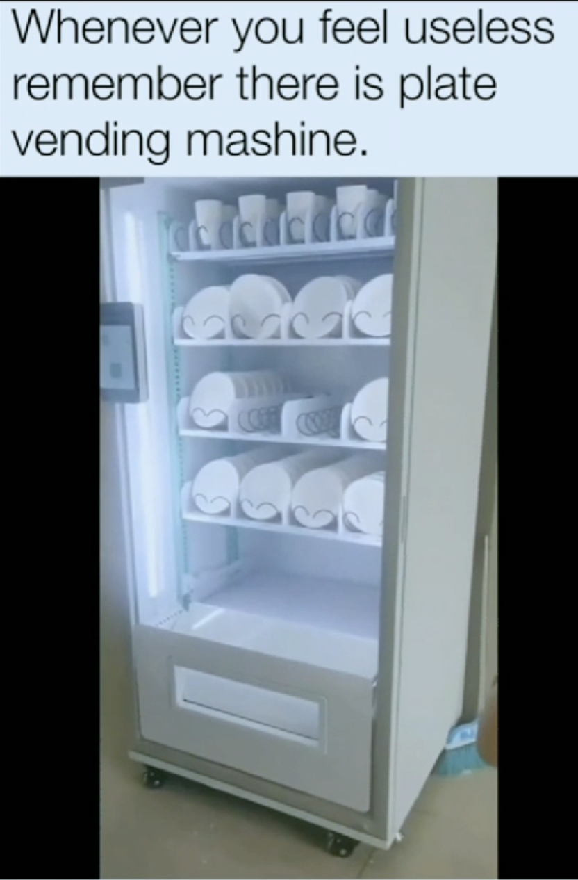 plate vending machine gif - Whenever you feel useless remember there is plate vending mashine.