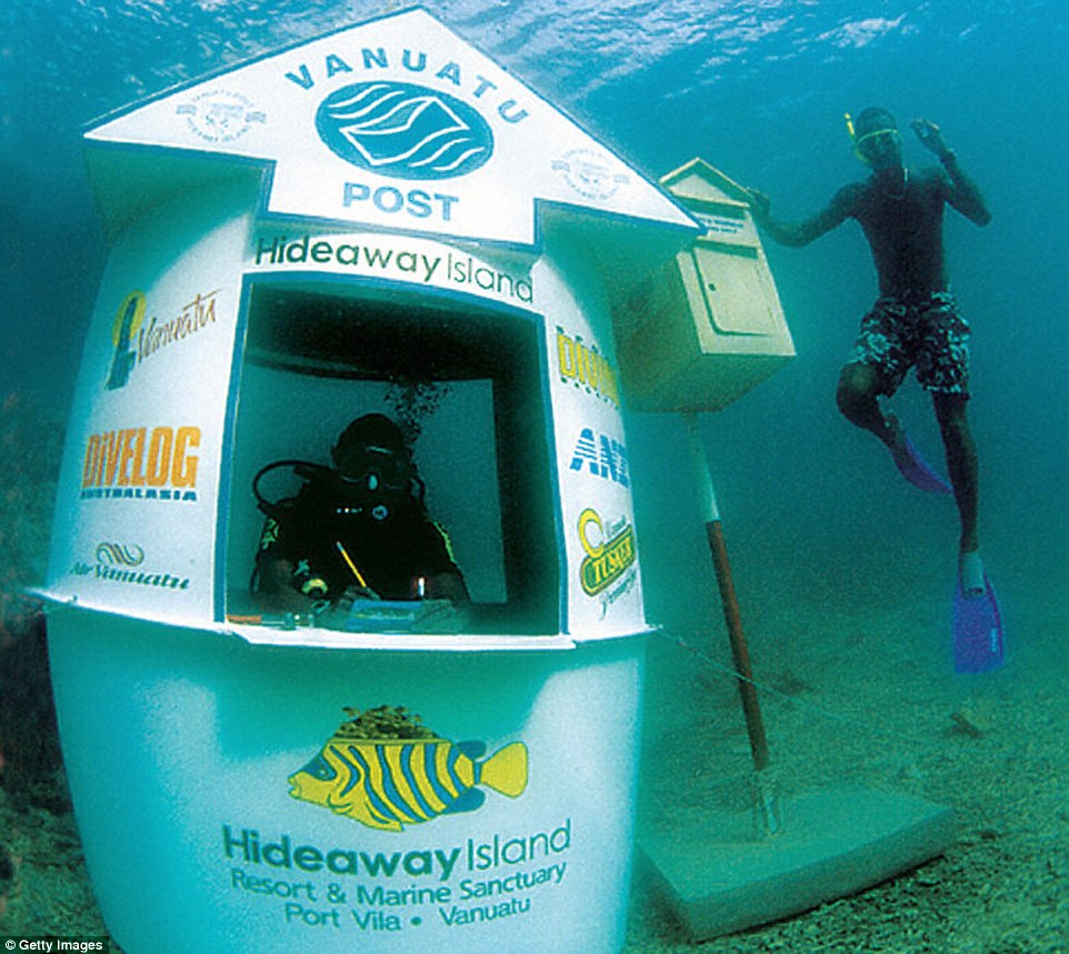 vanuatu underwater post office - Divelog Stralasia Air Vanuatue Vanuatu Post Hideaway Island Getty Images Hideaway Island Resort & Marine Sanctuary Port Vila Vanuatu