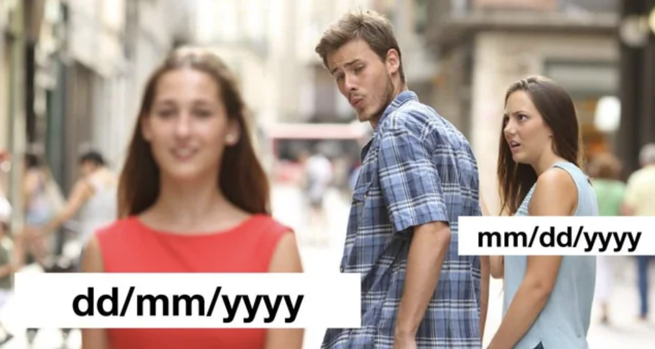 distracted boyfriend meme inside out - mmddyyyy ddmmyyyy