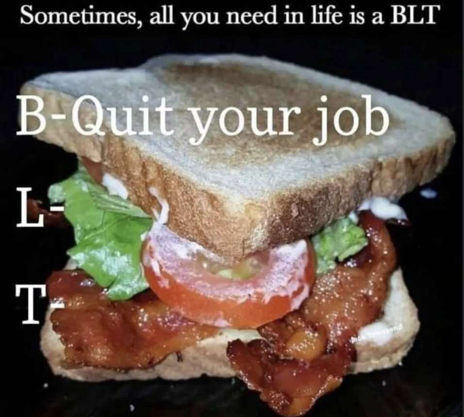 sometimes all you need in life - Sometimes, all you need in life is a Blt BQuit your job L T