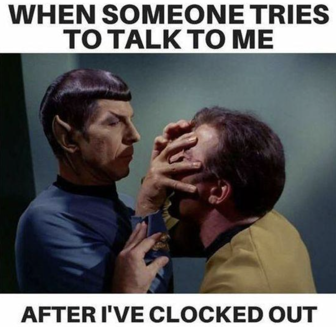 vulcan mind meld gif - When Someone Tries To Talk To Me After I'Ve Clocked Out