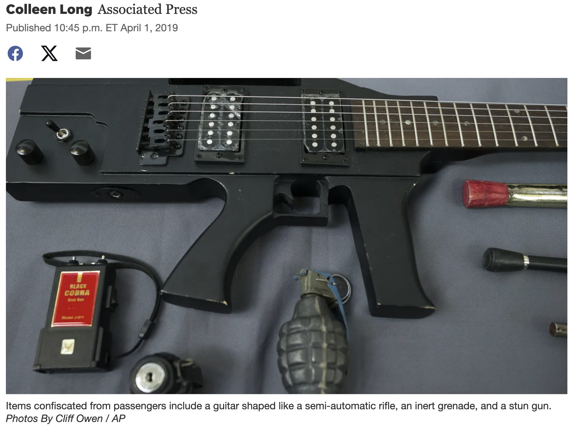 weirdest things confiscated by tsa - Colleen Long Associated Press. Published p.m. Et X M Blage Cobra Items confiscated from passengers include a guitar shaped a semiautomatic rifle, an inert grenade, and a stun gun. Photos By Cliff Owen Ap