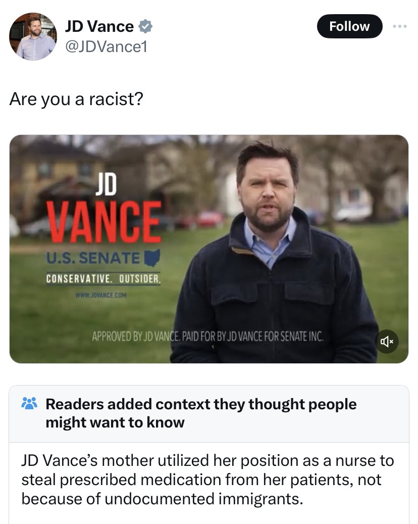 J. D. Vance - Jd Vance Are you a racist? Jd Vance U.S. Senate Conservative. Outsider. Approved By Jd Vance. Paid For By Jd Vance For Senate Inc. Readers added context they thought people might want to know Jd Vance's mother utilized her position as a nurs