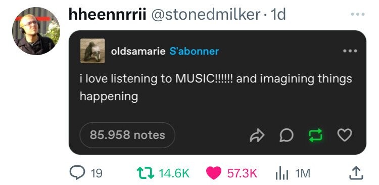 Film - hheennrrii milker 1d oldsamarie S'abonner i love listening to Music!!!!!!!! and imagining things happening 85.958 notes 19 t 1M