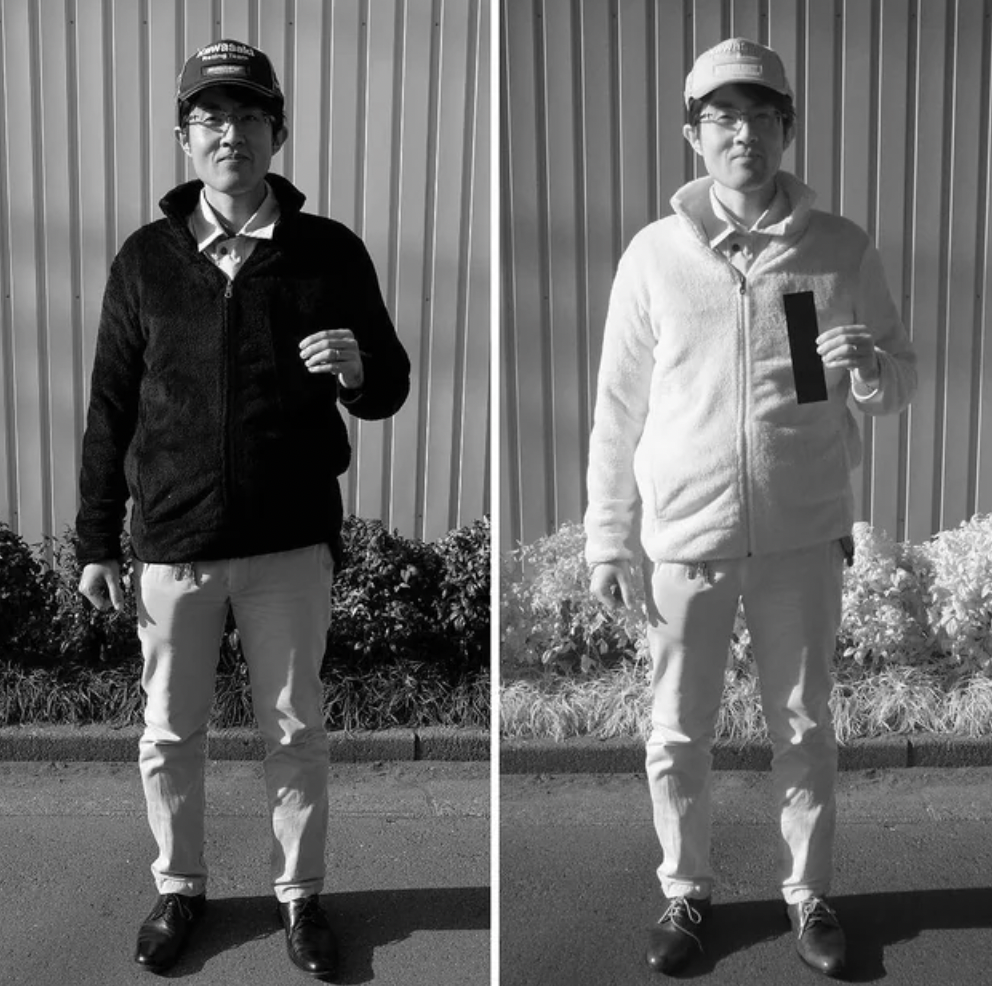 A photo taken with a B&W filter (left) and an Infrared filter (right).