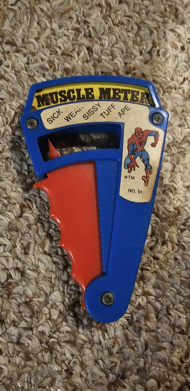 1979 Spiderman Muscle Meter! Squeeze the trigger to find out how strong you are!