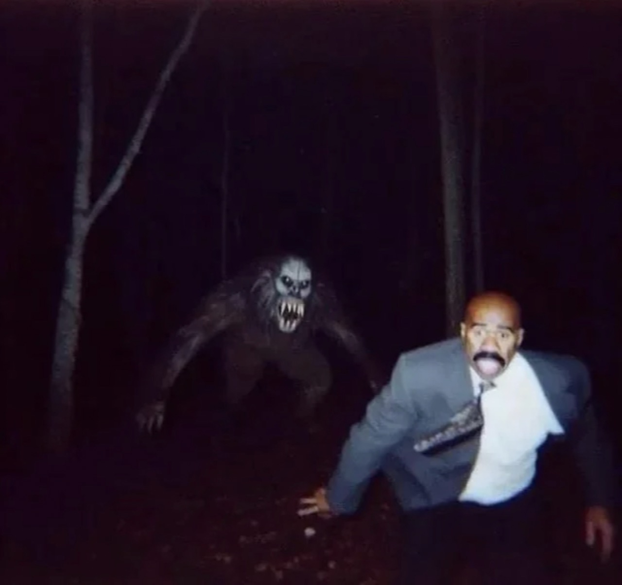 steve harvey running from monster