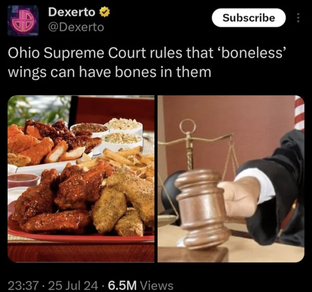 theft memes - Dexerto Subscribe Ohio Supreme Court rules that 'boneless' wings can have bones in them O 25 Jul 24 6.5M Views