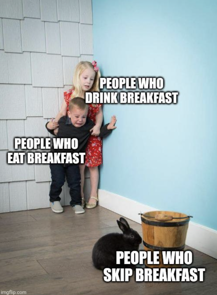 kids scared of rabbit meme - People Who Eat Breakfast People Who Drink Breakfast imgflip.com People Who Skip Breakfast