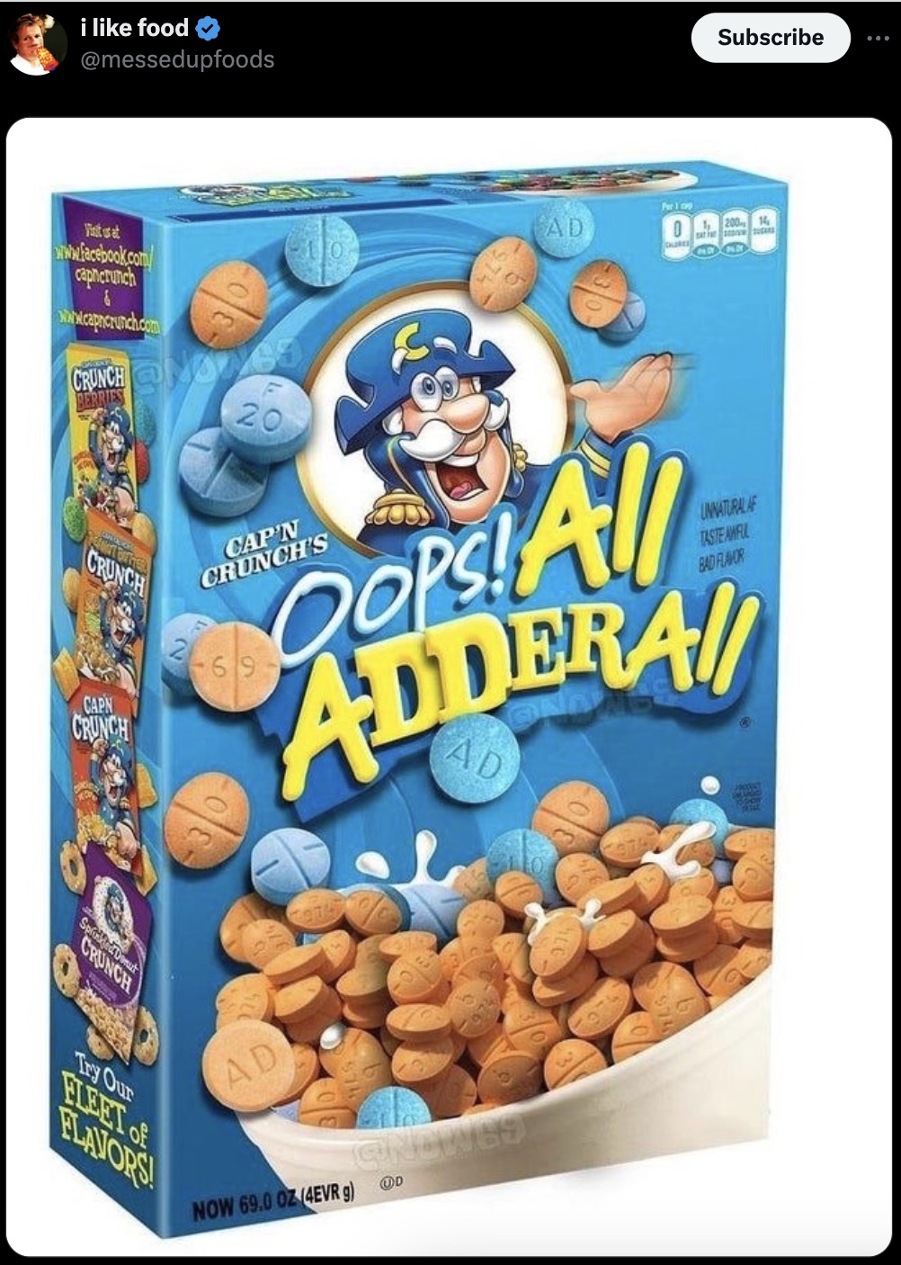 sbubby food - i food Fint or at caphcrunch Crunch NOW65 Berries 20 Per 1 Ad Chures Subscribe 1200 14 Crunch Capn Crunch Cap'N Crunch'S Unnatural Af Taste Amful Bad Flavor Oops! All Addera 69 Ad Proquet Spotted Dent Crunch Try Our Fleet of Flavors! Ad Now