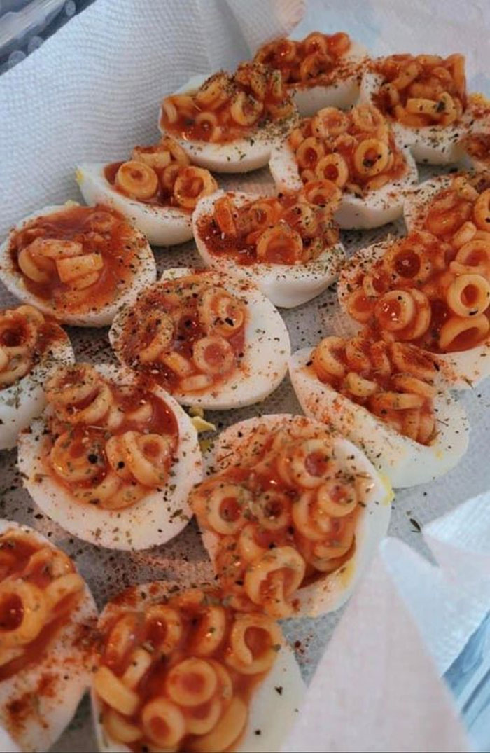 spaghettio deviled eggs