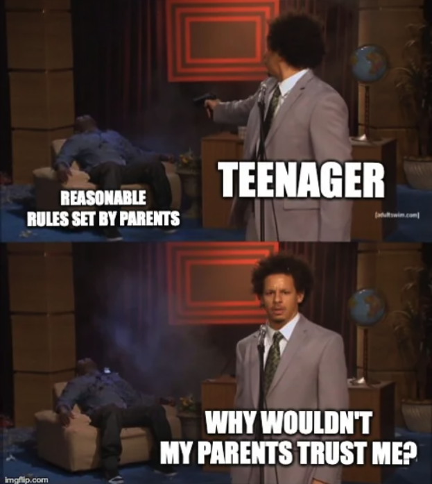 school mental health memes - Reasonable Rules Set By Parents Teenager gp.com Why Wouldn'T My Parents Trust Me?