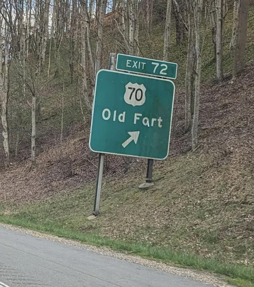 traffic sign - Exit 72 70 Old Fart