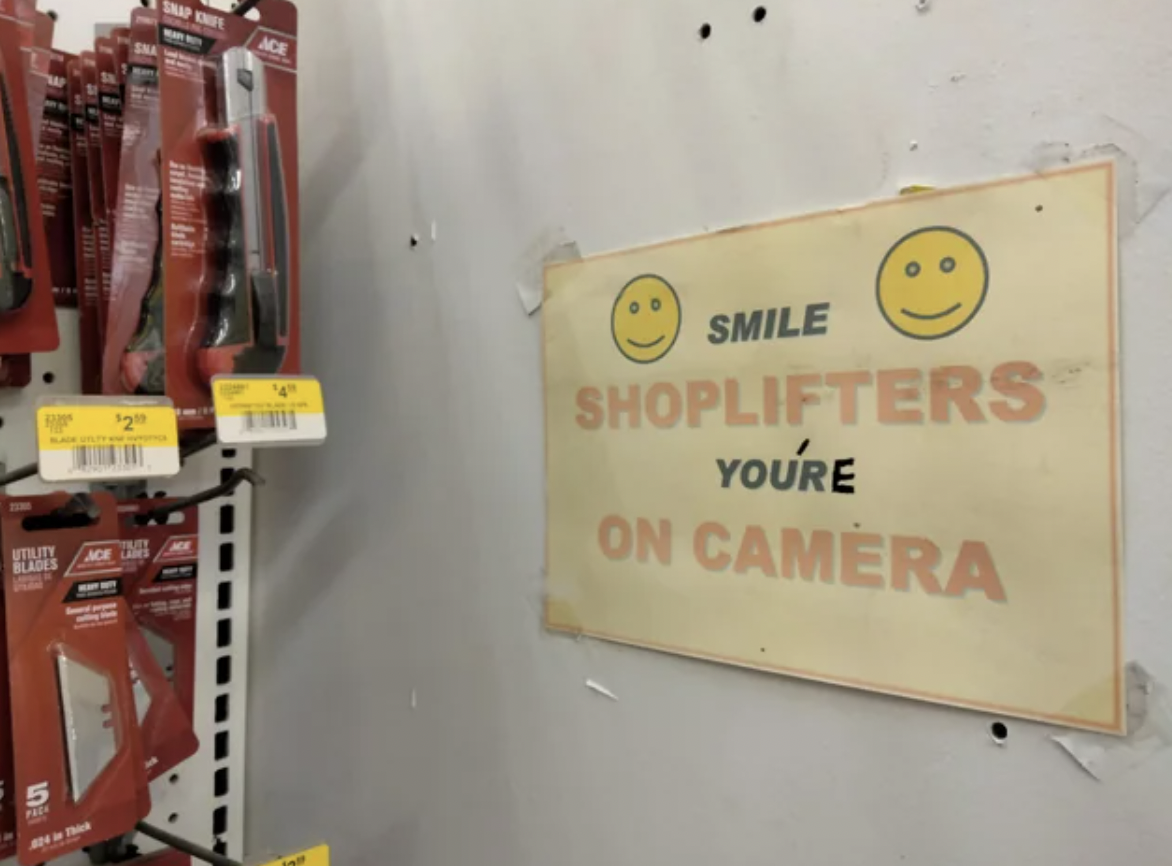 signage - Grap Knif Ace Utility Blades Smile Shoplifters You'Re On Camera 5